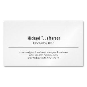 Retro Classical Elegant Plain Simple White Business Card Magnet
