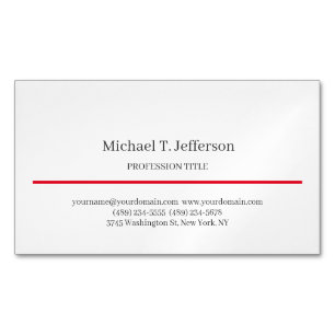 Retro Classical Elegant Plain Simple White Business Card Magnet