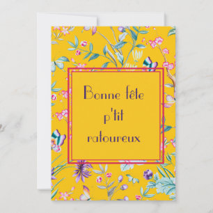 Retro classy floral funny Québécois birthday card
