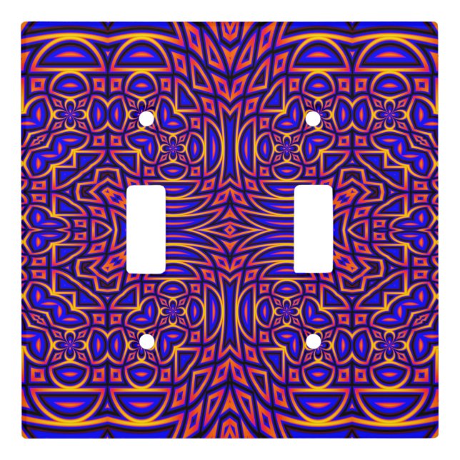 Retro Classy Kaleidoscope Pattern Design Light Switch Cover (Front)