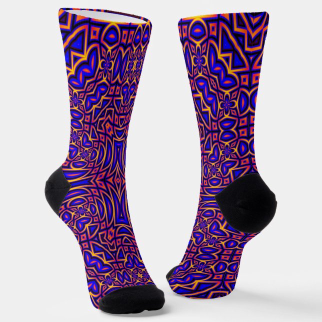 Retro Classy Kaleidoscope Pattern Design Socks (Angled)