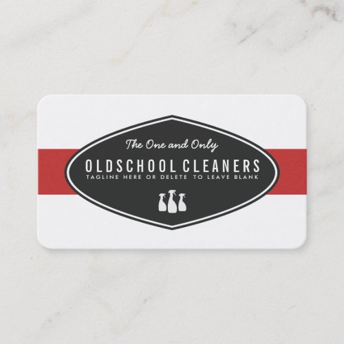 Retro Cleaning Business Red and White Business Card Template