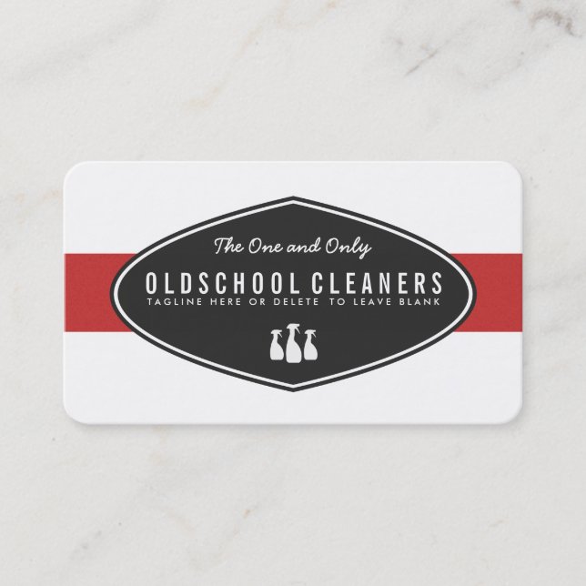 Retro Cleaning Business Red and White Card (Front)