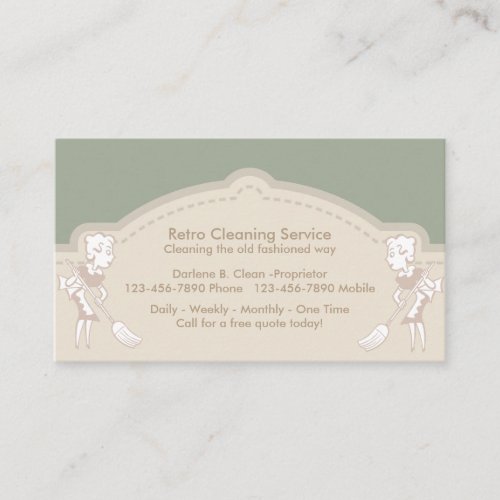 Retro Cleaning Service Business Card