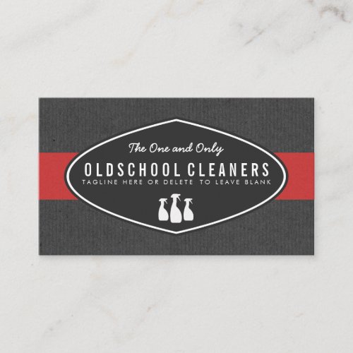 Retro Cleaning Service Gray and Red Business Cards