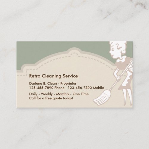 Retro Cleaning Service Professionally Designed Business Card