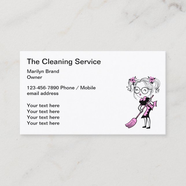 Retro Cleaning Services Business Cards (Front)