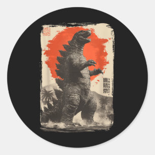 Retro Clic Rare Japanese Art Giant Kaiju  Classic Round Sticker