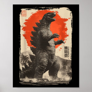 Retro Clic Rare Japanese Art Giant Kaiju  Poster