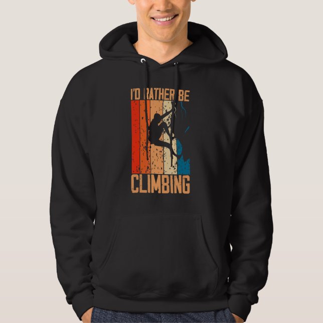 Retro Climbing Vintage Bouldering Rock Climber Mou Hoodie (Front)