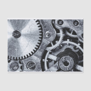 Retro clock macro photography, vintage clocks B&W Tissue Paper