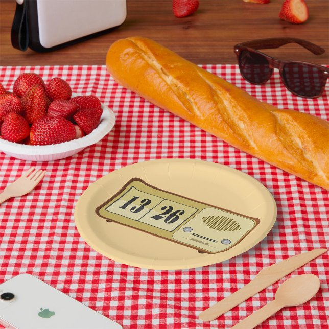 Retro Clock Radio Paper Plates (Creator Uploaded)