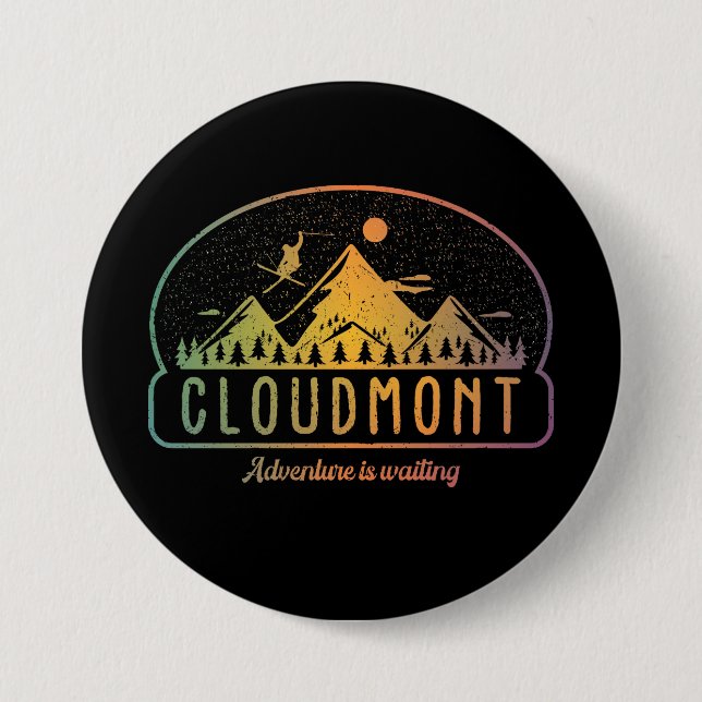Retro Cloudmont Ski Adventure is Waiting Button (Front)