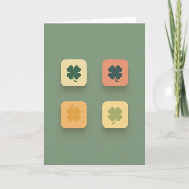 Retro Clover Faux Gold Foil Card (Front)