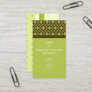 Retro Clovers Pattern / Moss Green Business Card