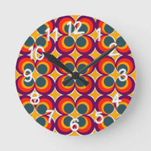Retro Clovers Round Clock