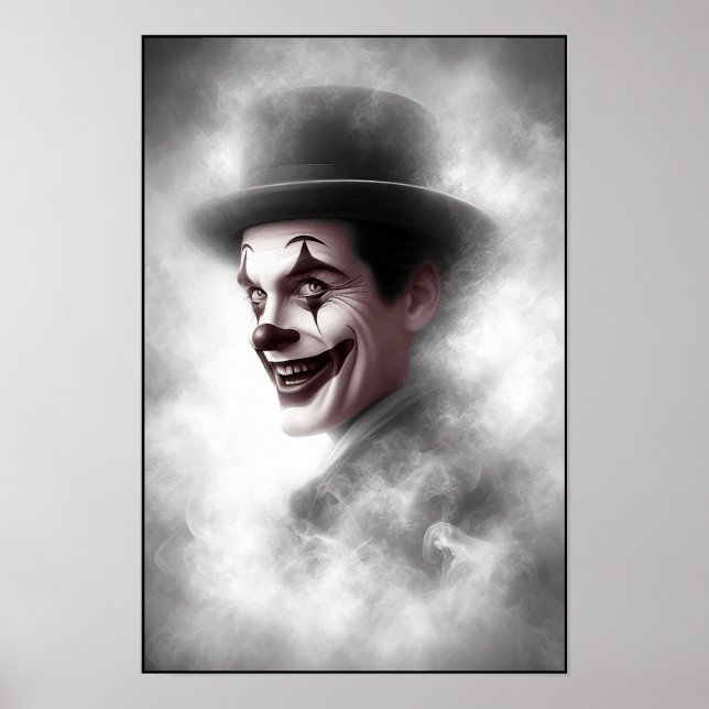 Retro Clown Portrait With Hat Poster (Front)