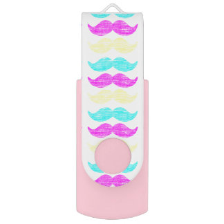 Retro CMY Mustache Pattern Graphic Design Flash Drive