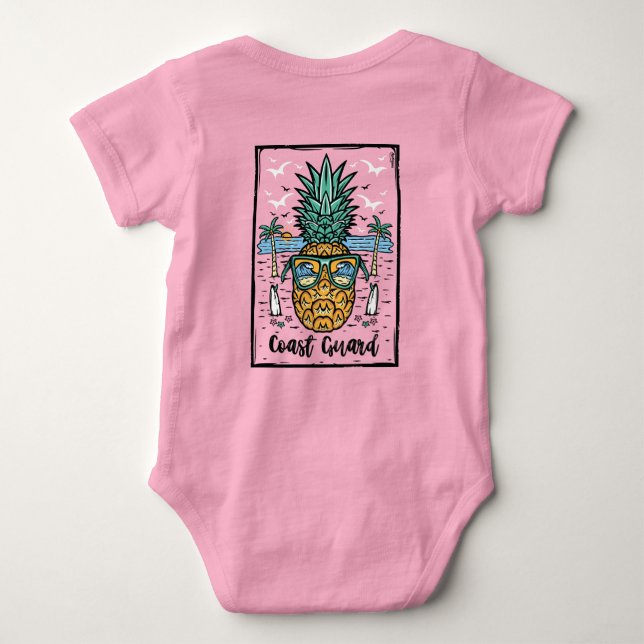 Retro Coast Guard Beach artwork in both sides Baby Bodysuit (Back)