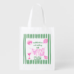 Retro Coastal Beach Disco Bachelorette Party Grocery Bag