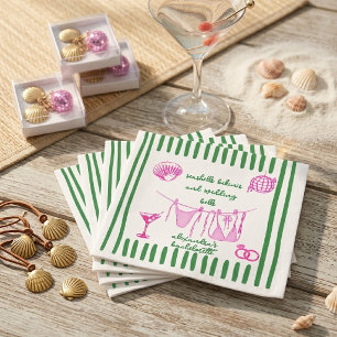 Retro Coastal Beach Disco Bachelorette Party Napkins
