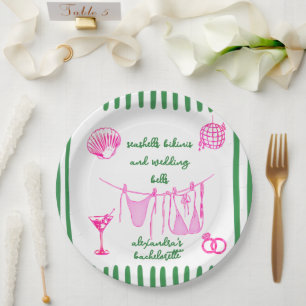 Retro Coastal Beach Disco Bachelorette Party Paper Plates