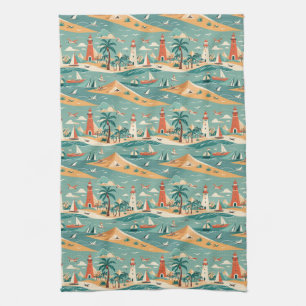 Retro Coastal Kitchen Towel