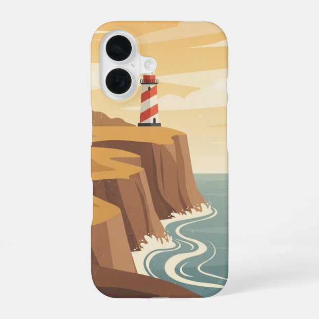 Retro Coastal Lighthouse iPhone Case (Back)