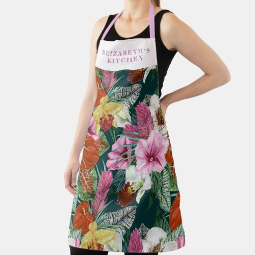 Retro Coastal Paradise Blooms Apron