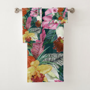 Retro Coastal Paradise Blooms Bath Towel Set