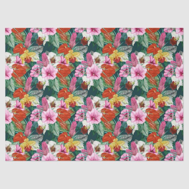 Retro Coastal Paradise Blooms Tissue Paper (Front)