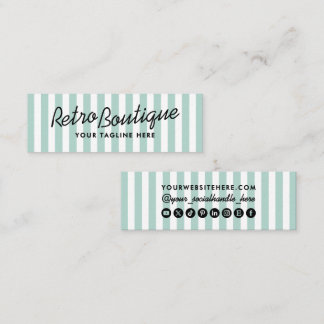 Retro Coastal Striped Mini Business Cards