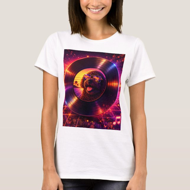 Retro Cockapoo Vinyl Record T Shirt 80s Music (Front)