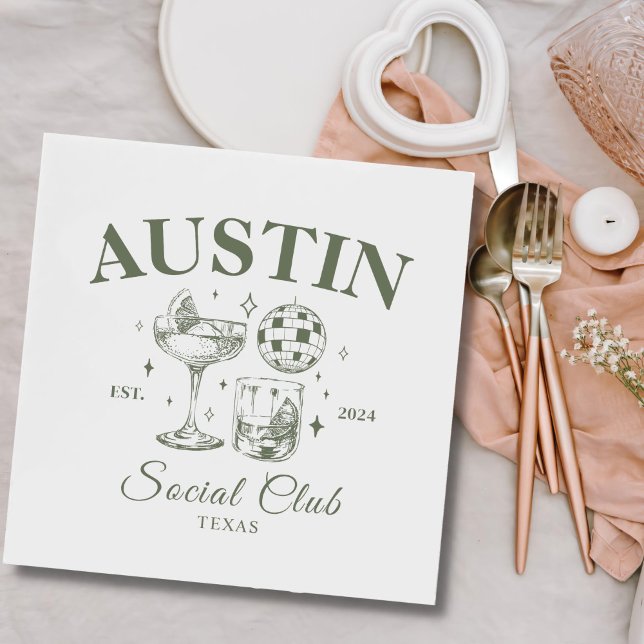 Retro Cocktail And Disco Ball Bachelorette Party Napkins (Creator Uploaded)