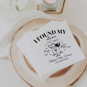 Retro Cocktail Bachelorette Black Paper Napkins