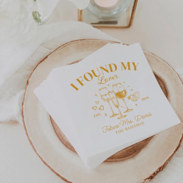Retro Cocktail Bachelorette Gold Paper Napkins (Creator Uploaded)