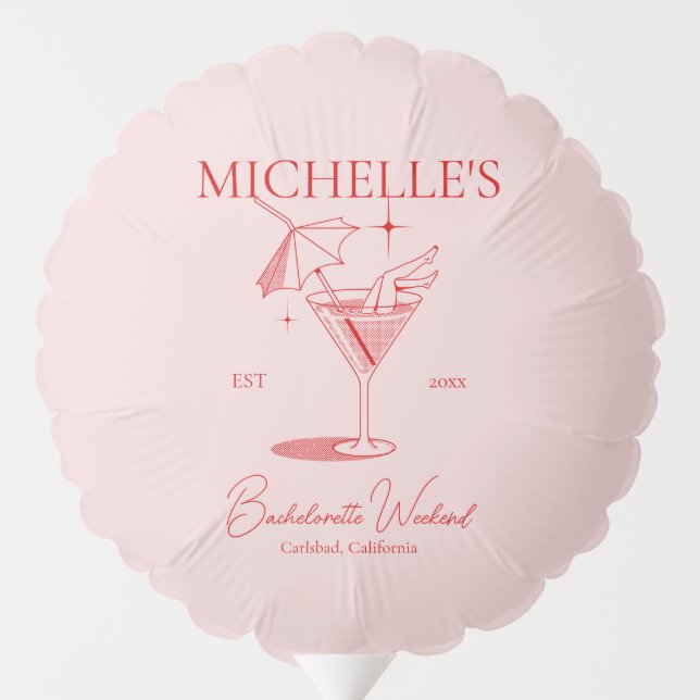 Retro Cocktail Bachelorette Party Balloon (Back)