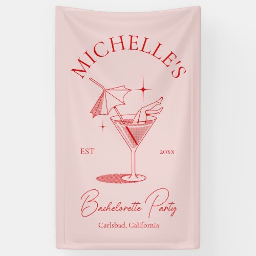 Retro Cocktail Bachelorette Party Banner