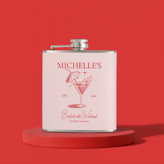 Retro Cocktail Bachelorette Party Flask (Creator Uploaded)