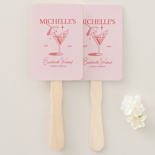 Retro Cocktail Bachelorette Party Hand Fan