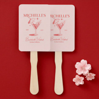 Retro Cocktail Bachelorette Party Hand Fan