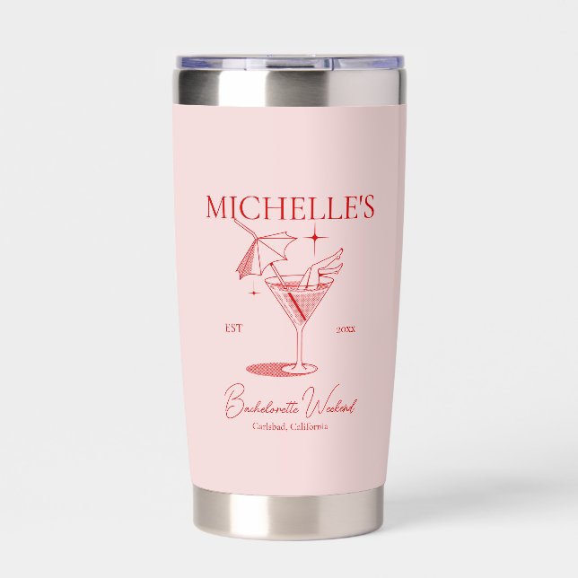 Retro Cocktail Bachelorette Party Insulated Tumbler (Front)