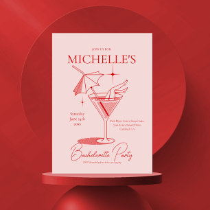Retro Cocktail Bachelorette Party Invitation