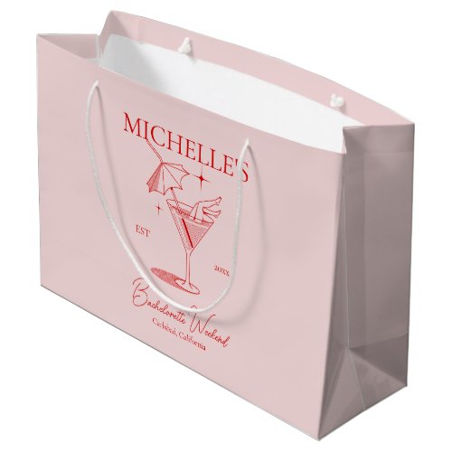 Retro Cocktail Bachelorette Party Large Gift Bag