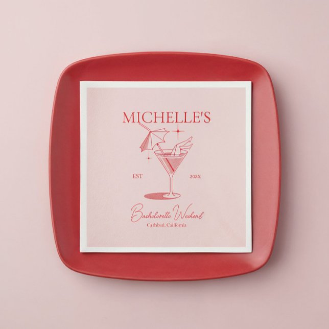 Retro Cocktail Bachelorette Party Napkins (Creator Uploaded)