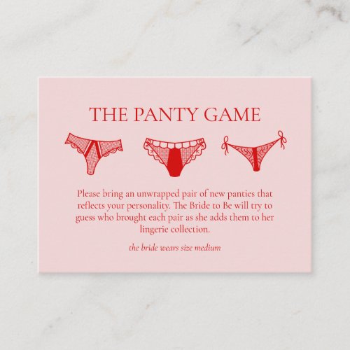 Retro Cocktail Bachelorette Party Panty Game Enclosure Card