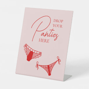 Retro Cocktail Bachelorette Party Panty Game Pedestal Sign