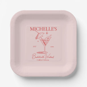 Retro Cocktail Bachelorette Party Paper Plates