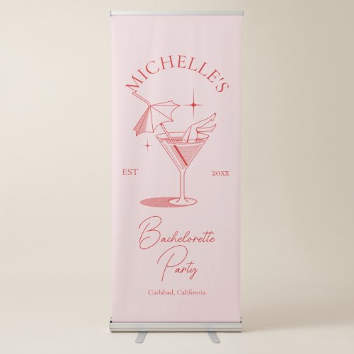 Retro Cocktail Bachelorette Party Retractable Banner