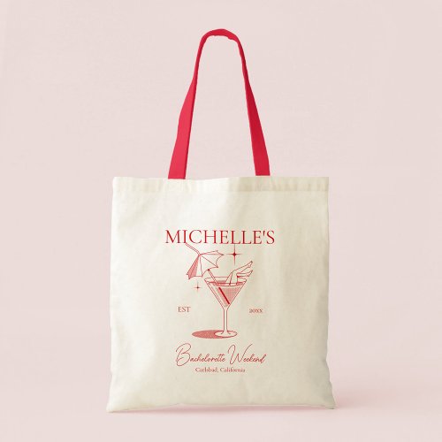 Retro Cocktail Bachelorette Party Tote Bag